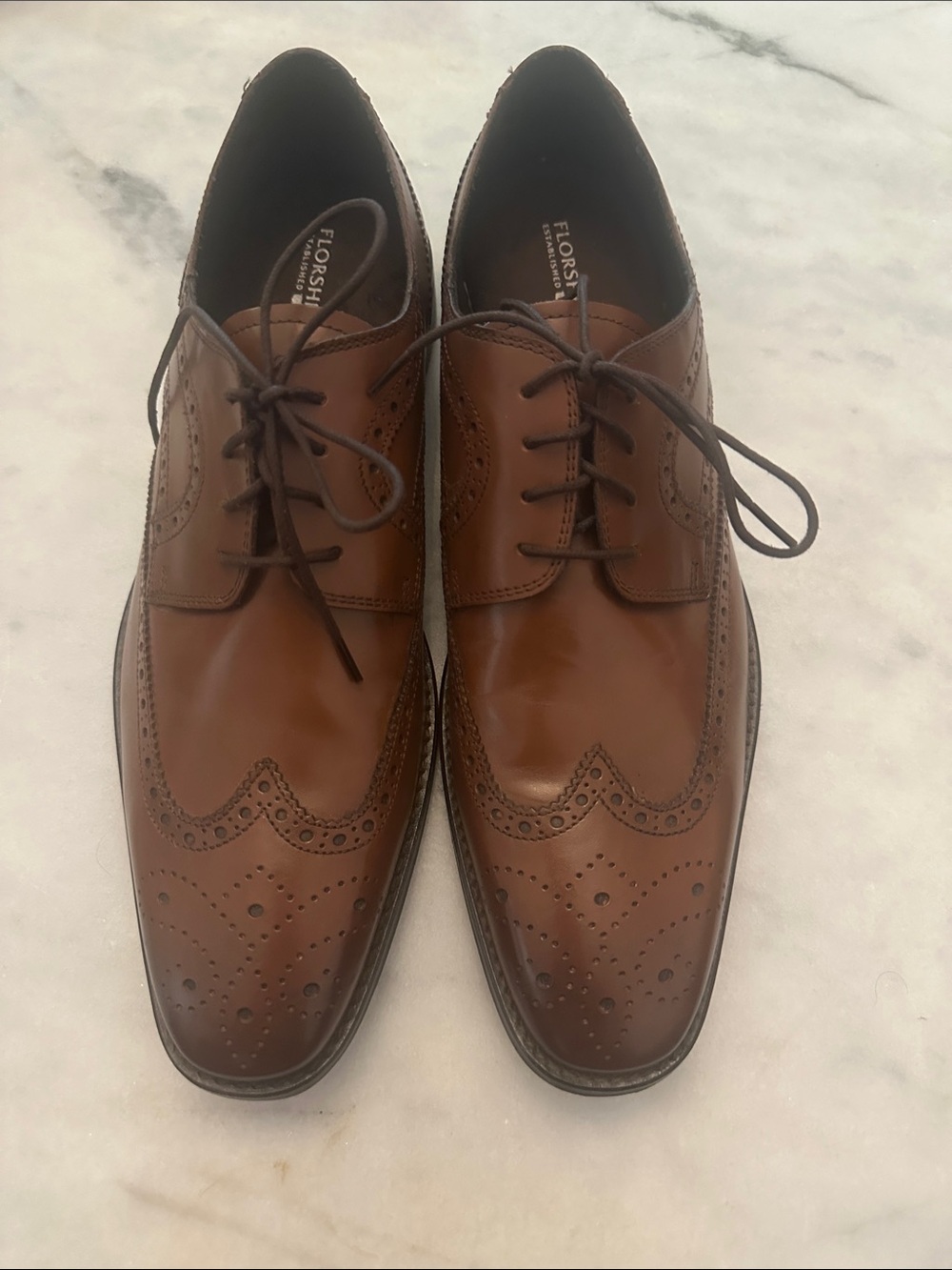 Florsheim Men's Cognac Leather Wingtip Oxfords